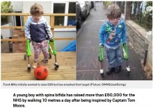【海外発！Breaking News】歩行困難の6歳少年、歩行器で10ｍ歩いて医療従事者への寄付金集める（英）