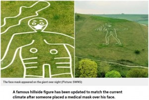 【海外発！Breaking News】地上絵「サーン・アバスの巨人」の顔に何者かがマスクを描き足す（英）