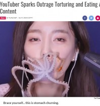 【海外発！Breaking News】タコやイカを生きたまま食べる韓国のYouTuberに「動物虐待」の批判殺到＜動画あり＞