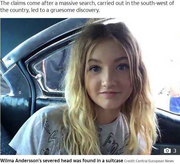 殺害された17歳の少女（画像は『The Sun　2020年5月18日付「SLAUGHTERED Missing Swedish girl, 17, beheaded by ex boyfriend, 23, after breaking up with him, cops say」（Credit: Central European News）』のスクリーンショット）