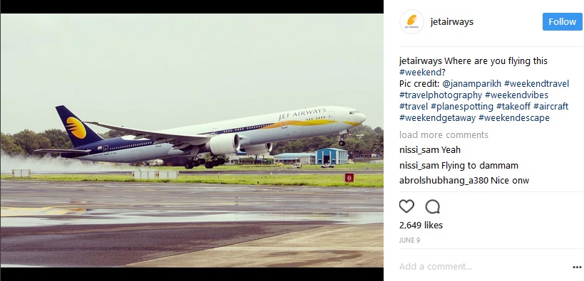 インドの航空会社「ジェットエアウェイズ」が粋な計らい（画像は『Jet Airways 2017年6月10日付Instagram』のスクリーンショット）