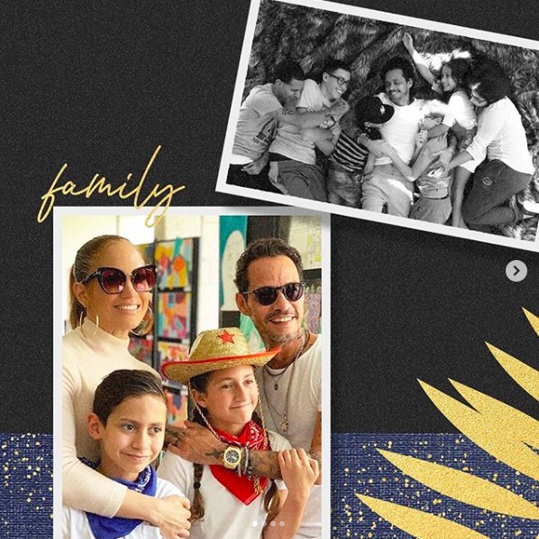 元夫マーク・アンソニーとの家族ショット（画像は『Jennifer Lopez　2020年6月21日付Instagram「Happy Father’s Day flaco!!」』のスクリーンショット）