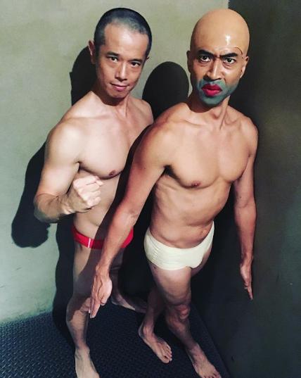 庄司智春とワッキー（画像は『ワッキー　2018年9月24日付Instagram「jealkb主催の音楽イベント「オトタノ」に ミスター人間が 現れたらしい。」』のスクリーンショット）