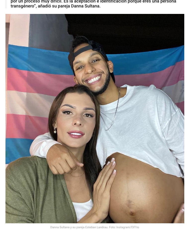 妊娠時の“夫”エステバンさん（右）（画像は『América Digital　2020年6月17日付「“En cualquier momento comienzan las contracciones”: Danna Sultana y Esteban Landrau sobre su hijo」（Foto: Instagram/f3f1to）』のスクリーンショット）