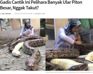 【海外発！Breaking News】6匹の巨大なヘビをペットにする14歳少女（インドネシア）＜動画あり＞