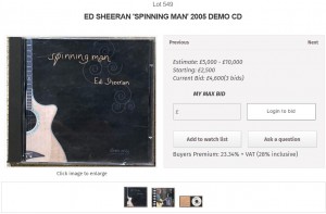 エドが13歳当時に録音したCDアルバム『Spinning Man』（画像は『Omega Auctions　「ED SHEERAN ‘SPINNING MAN’ 2005 DEMO CD」』のスクリーンショット）