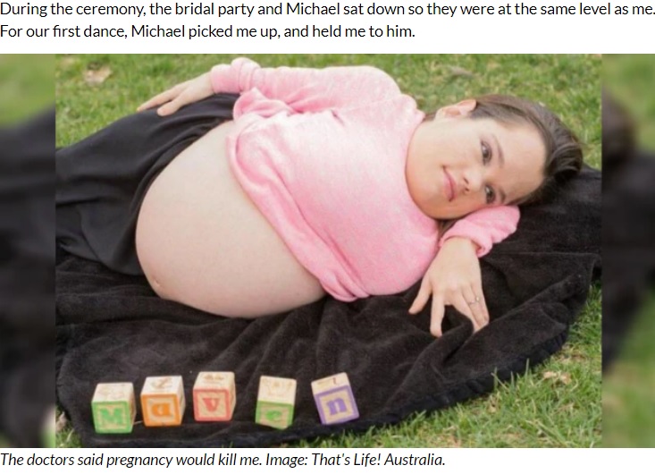 出産する約1週間半前のトリーシャさん（画像は『Kidspot　2020年8月20日付「‘You can’t get pregnant. It would kill you’」（Image: That's Life! Australia.）』のスクリーンショット）