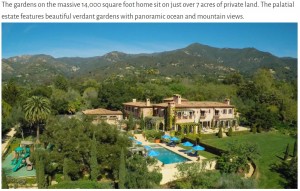 ヘンリー王子夫妻が購入したとされる約15億6600万円の豪邸（画像は『Royal Home Style　2020年8月13日付「Meghan ＆ Harry’s New California Home」』のスクリーンショット）