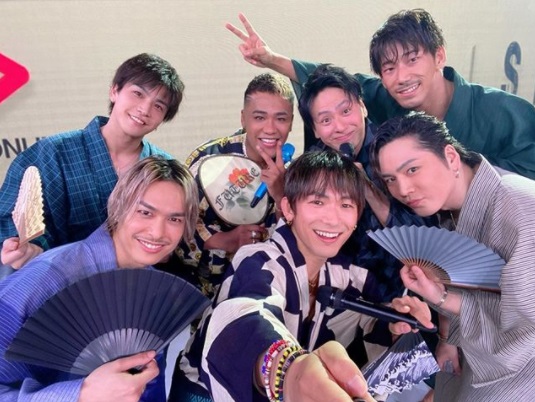 7月7日の『LIVE×ONLINE』で浴衣を着た三代目  J SOUL BROTHERS from EXILE TRIBE（画像は『Takanori Iwata　2020年7月8日付Instagram「＃三代目JSOULBROTHERS」』のスクリーンショット）
