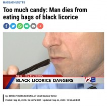 【海外発！Breaking News】ソフトキャンディーを食べ過ぎた男性が死亡、添加物「甘草」の大量摂取が原因と判明（米）