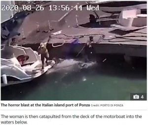 【海外発！Breaking News】モーターボートへ給油直後に大爆発　女性が吹き飛ばされるも無傷（伊）＜動画あり＞