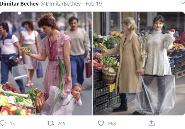 1987年と2020年の母娘の再現写真（画像は『Dimitar Bechev　2020年2月19日付Twitter』のスクリーンショット）