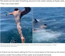 無害なサメと勘違い　ホホジロザメの待つ海に飛び込んだ男性が命の危機に（米）＜動画あり＞