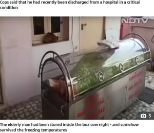 【海外発！Breaking News】遺体用冷凍ケースに20時間入れられた74歳男性、実は生きていた！（印）＜動画あり＞