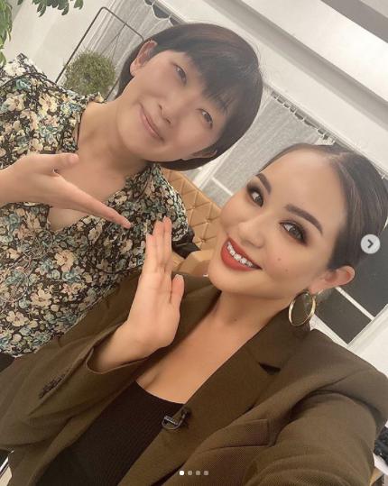 川村エミコとマリリン（画像は『MARILYN YUURI FUKUSE　2020年10月4日付Instagram「こんにちは 日テレの番組サンバリュ、皆さまご覧いただけましたかー？」』のスクリーンショット）