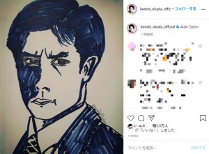 岡田健史が描いたアラン・ドロン（画像は『Kenshi Okada 岡田健史　2020年10月18日付Instagram「Alain Delon」』のスクリーンショット）