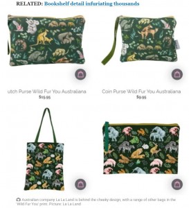 ウェブサイトには同じ柄の商品が並んでいた（画像は『The Advertiser　2020年10月28日付「Grandma finds hilarious X-rated detail on Myer bag」（Picture: La La Land）』のスクリーンショット）