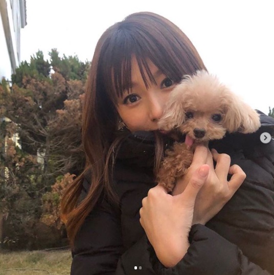 愛犬を抱く深田恭子（画像は『深田恭子　2018年12月29日付Instagram「今年も残りわずかとなりましたね」』のスクリーンショット）