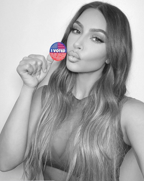 カニエの妻キムは誰に投票したのか公表せず（画像は『Kim Kardashian West　2020年11月3日付Instagram「I VOTED!!!! Did you?!?!」』のスクリーンショット）