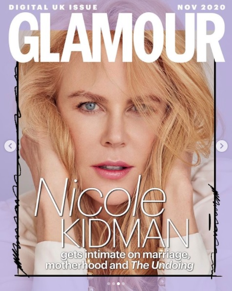 イギリス版『Glamour』の表紙を飾ったニコール（画像は『Nicole Kidman　2020年11月23日付Instagram「So lovely to chat with ＠GlamourUK about ＠UndoingHBO ＆ ＠PromNetflix for their November cover issue」』のスクリーンショット）