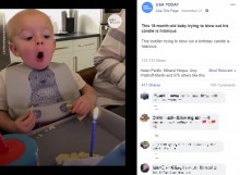 【海外発！Breaking News】ケーキのロウソクの火を吹き消すことができない1歳児、その表情がとびきりキュート（米）＜動画あり＞