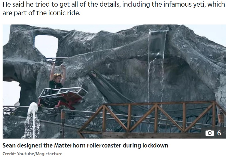 コースの途中には滝まで！（画像は『The Sun　2020年11月10日付「RIDE ON Disneyland mega fan builds replica of Matterhorn rollercoaster in garden in lockdown - and it’s incredible」（Credit: Youtube/Magictecture）』のスクリーンショット）