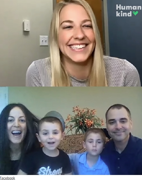 初めてのテレビ電話で顔を合わせるジェシカさんと家族（画像は『InspireMore.com  2020年11月15日付「Sick 4-Yr-Old Gets New Lease On Life Thanks To Stranger’s Stem Cell Donation.」（Facebook）』のスクリーンショット）