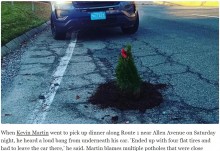 【海外発！Breaking News】道路の穴にクリスマスツリーを植えた男性　“お役所仕事”の市に抗議（米）＜動画あり＞