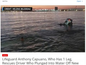 【海外発！Breaking News】義足のライフガード、車ごと海に転落した男性を救出　見守っていた周囲から拍手沸く（米）＜動画あり＞