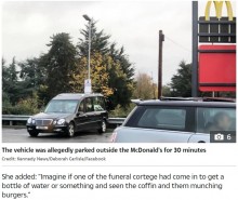 【海外発！Breaking News】霊柩車内でマックを食べたスタッフ　目撃した女性が猛烈クレームも葬儀会社は「余計なお世話」（英）