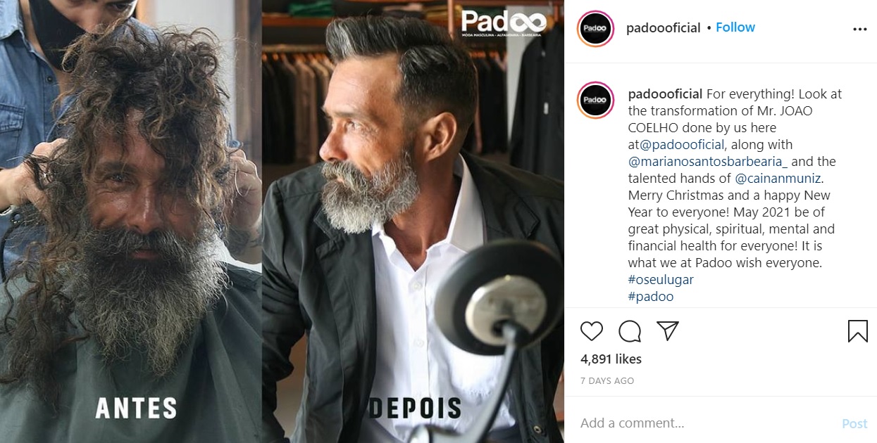 見事な変身をしたジョアンさん（画像は『P A D O O　2020年12月16日付Instagram「Para tudo!」』のスクリーンショット）