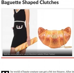 リアルなバゲット型やクロワッサン型のクラッチバッグも話題に（画像は『News18　2020年12月10日付「Twitter Has a Lot to Say About Moschino’s Croissant and Baguette Shaped Clutches」（Photo: Twitter）』のスクリーンショット）