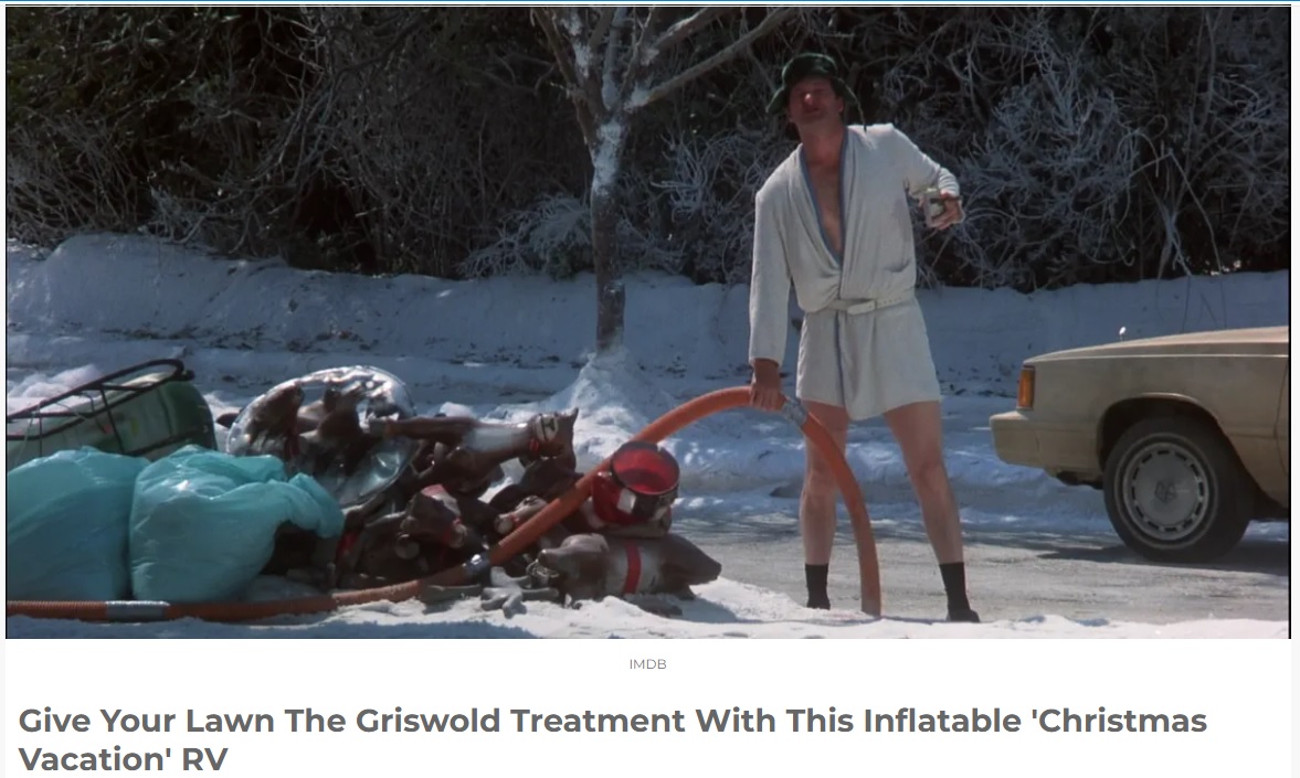 ティモシーさんがアイディアを得たクリスマス映画のワンシーン（画像は『Diply　2019年10月26日付「Give Your Lawn The Griswold Treatment With This Inflatable ‘Christmas Vacation’ RV」（IMDB）』のスクリーンショット）