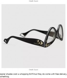 小さなGucciのロゴも確認できる（画像は『LADbible　2020年12月11日付「People Are Confused By Gucci’s New Sunglasses Design」（Credit: Gucci）』のスクリーンショット）