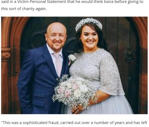 誰にも疑われることなく行われた結婚式（画像は『Manchester Evening News　2020年12月23日付「Woman who faked terminal cancer diagnosis to pay for dream wedding is jailed」』のスクリーンショット）