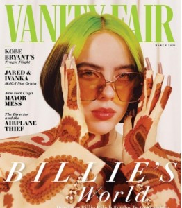 米誌『Vanity Fair』3月号の表紙を飾ったビリー（画像は『Vanity Fair　2021年1月26日付Instagram「Presenting our March cover star: ＠BillieEilish!」』のスクリーンショット）