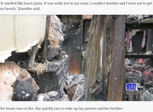 燃え尽きてしまったキャシディちゃんの部屋（画像は『INFORUM　2021年1月28日付「10-year-old girl, kitten save Pembina County family from burning homes」』のスクリーンショット）