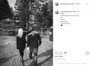 熱々カップルだった当時のパメラとダンさん（画像は『Pamela Anderson　2020年11月10日付Instagram「Big day today at ＠rastasanctuary ＃demo.」』のスクリーンショット）