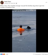 【海外発！Breaking News】「迷いはなかった」凍った湖に飛び込んだ男性、溺れる犬を助ける（英）＜動画あり＞