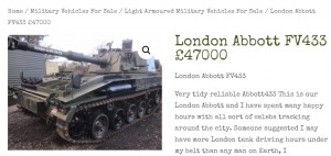 戦車は個人でも購入することが可能（画像は『Tanks-Alot　「London Abbott FV433 ￡47000」』のスクリーンショット）