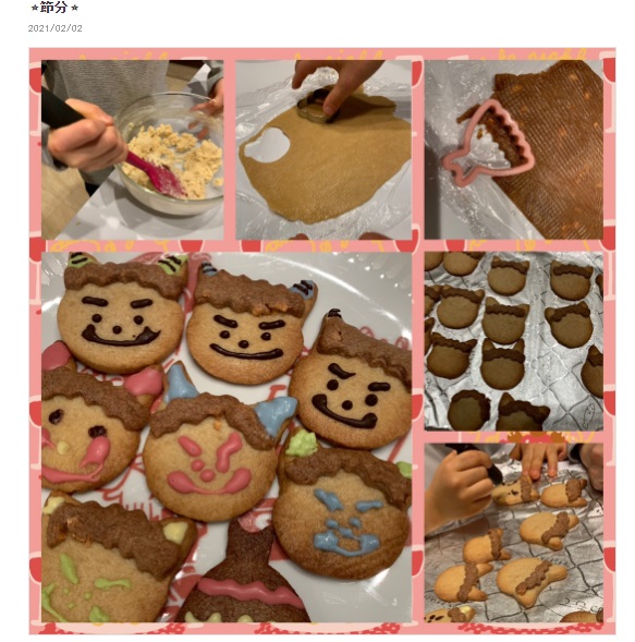 小倉優子が子供と作った鬼のクッキー（画像は『小倉優子　2021年2月2日オフィシャルブログ「節分」』のスクリーンショット）