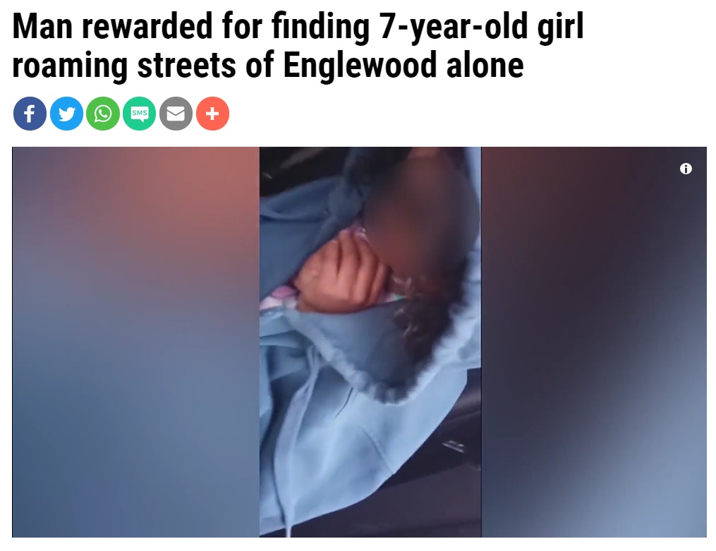 寒さに震え、泣きながらも女の子は「家に帰りたくない」と訴えた（画像は『WGNTV.com　2021年2月18日付「Man rewarded for finding 7-year-old girl roaming streets of Englewood alone」』のスクリーンショット）