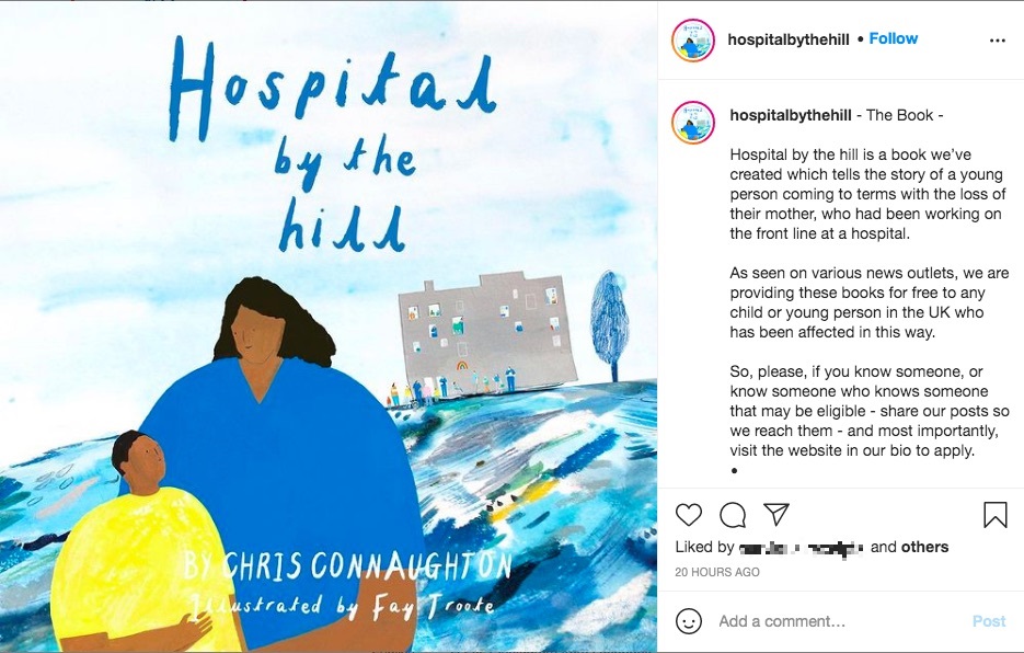 最愛の人との死別を経験した子供の物語『Hospital by the Hill』（画像は『Hospital by the hill　2021年3月19日付Instagram「- The Book -」』のスクリーンショット）