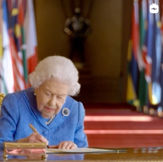 「コモンウェルスデー」のTV特番で演説したエリザベス女王（画像は『The Commonwealth　2021年3月7日付Instagram「2021 Commonwealth Day message by Her Majesty The Queen」』のスクリーンショット）
