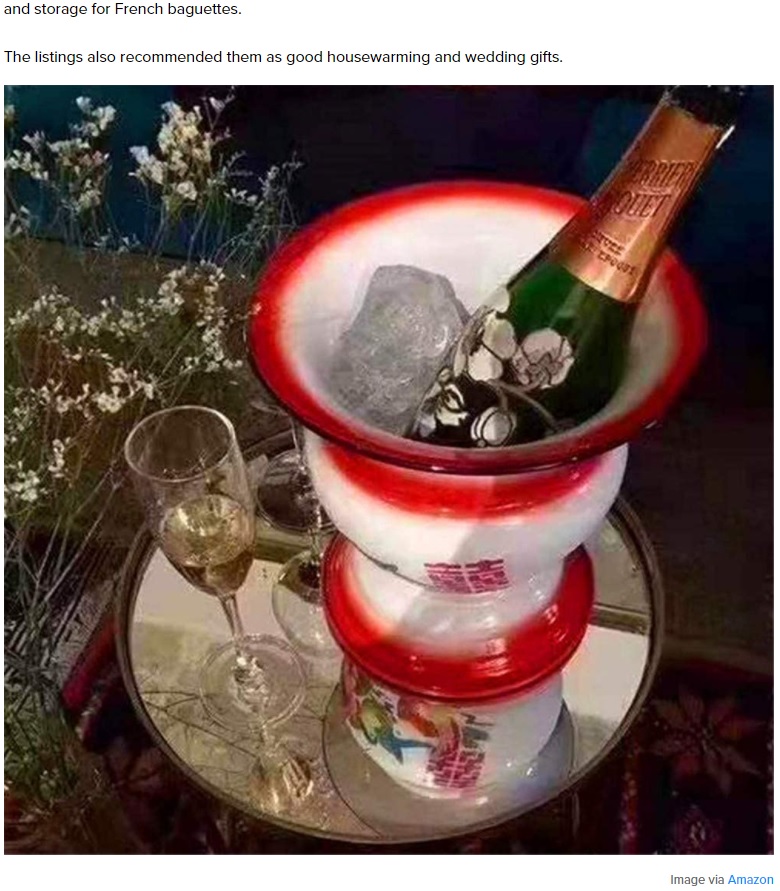 シャンパンを冷やすアイスバケットとして紹介されている中国の尿器（画像は『SAYS　2021年2月23日付「Asians Unite To Laugh At Chinese Urinals Being Sold As Fancy Decor On Amazon」（Image via Amazon）』のスクリーンショット）
