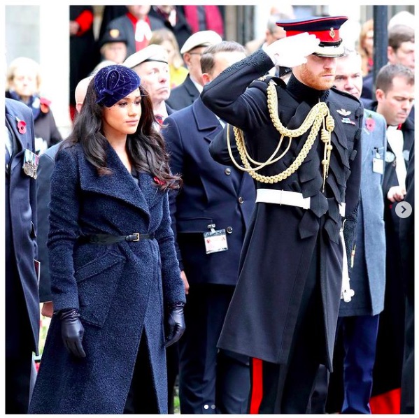 ヘンリー王子夫妻、子供達の称号について激怒か（画像は『The Duke and Duchess of Sussex　2019年11月7日付Instagram「The Duke and Duchess of Sussex joined hundreds of veterans and their families at the 91st Field of Remembrance at Westminster Abbey,」』のスクリーンショット）