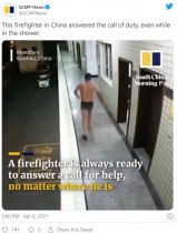 【海外発！Breaking News】“消防士の使命”を体現する男性　シャンプーを頭に残したまま緊急出動（中国）＜動画あり＞