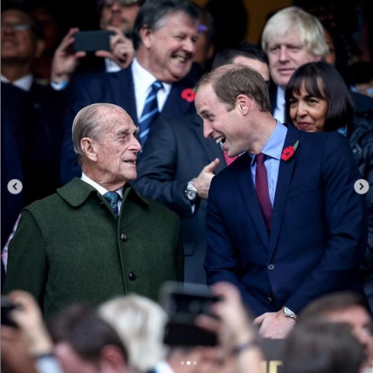 在りし日のフィリップ王配とウィリアム王子（画像は『Duke and Duchess of Cambridge　2020年6月10日付Instagram「Wishing a very happy 99th Birthday to The Duke of Edinburgh!」』のスクリーンショット）