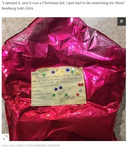 ルナちゃんとジアネラちゃんはサンタさんへの願いを手紙にしたためた（画像は『People.com　2021年4月21日付「Stranger Gifts 4-Year-Old Twins a Puppy After Finding Balloon Containing Their Gift Wish List」（CREDIT: ALVIN BAMBURG/ FACEBOOK）』のスクリーンショット）
