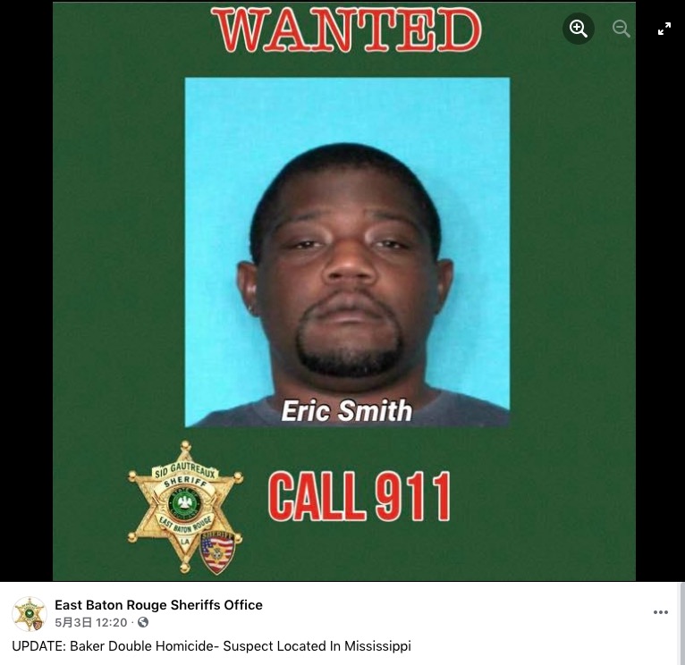 銃弾から我が身を守るため息子を盾にした父親（画像は『East Baton Rouge Sheriffs Office　2021年5月3日付Facebook「UPDATE: Baker Double Homicide- Suspect Located In Mississippi」』のスクリーンショット）